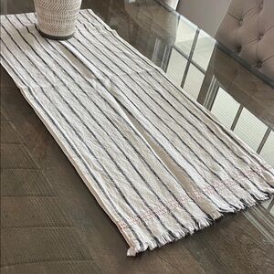 Hearth & Hand Black and Red Striped Linen Table Runner